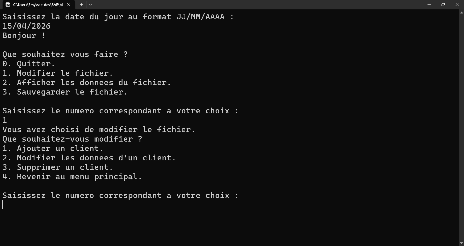Annuaire de clients