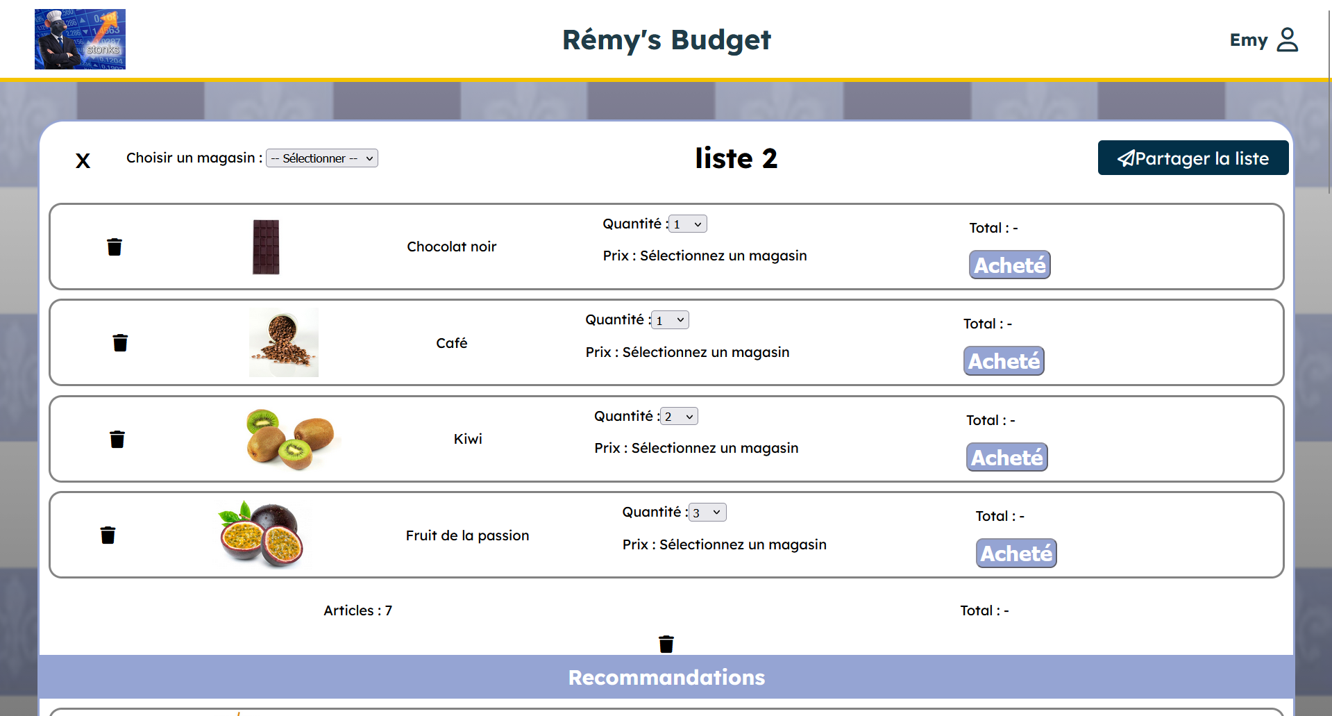 Rémy's Budget